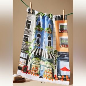 Anthropologie Flower Stand Embroidered Dish Towel | NWT